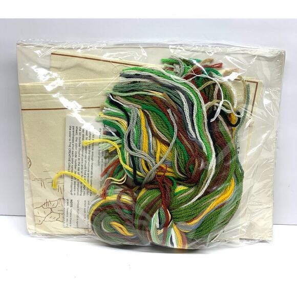 VTG NOS 1984 Creative Circle BIRCH HILL FARM 0335 Sealed Crewel Kit Persian Wool - Picture 2 of 8